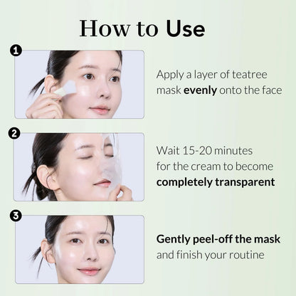 Tea Tree Wrapping Mask Skin Soothing Care Acne Prone Skin 2.4 Oz Teatree & 6 Tropical Fruit Extracts Calming Peel off Mask Korean Skincare for Face